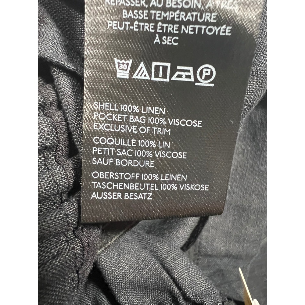 Anthropologie Linen Pleated Culotte Trousers XS Black Wide Leg Cropped Pants NEW - Picture 7 of 13
